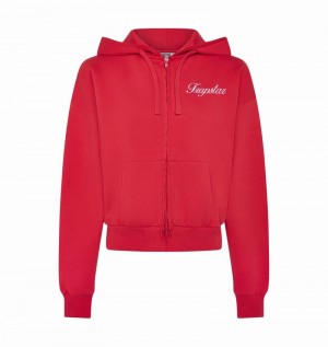 Red Trapstar TS-Star Zip Up Track Top Women's Hoodie | VDZMHF-583