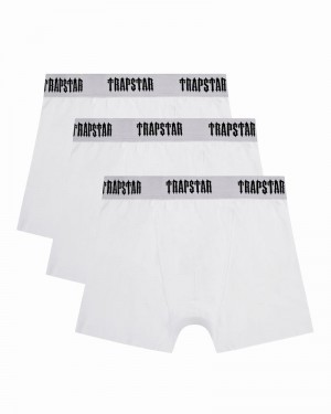 White Trapstar 3 Pack Boxer Short Men's Underwear | OTDHVZ-352