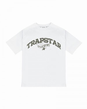 White Trapstar Battalion Men's T Shirts | PYOFDN-537