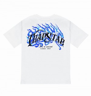 White Trapstar Chrome Flame SS23 Tee Men's T Shirts | TWUYFD-169