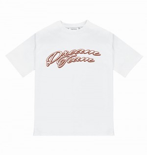 White Trapstar Dream Team Tee Men's T Shirts | KPEWCQ-430