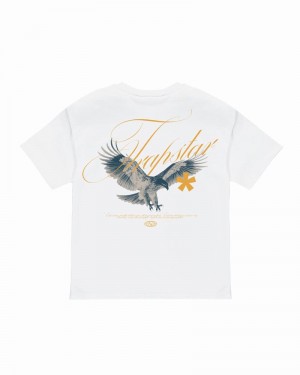 White Trapstar Flying Birds Tee Men's T Shirts | YOWUVE-280