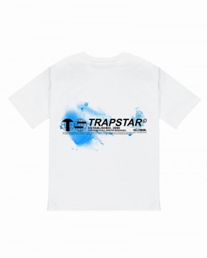 White Trapstar Global Distribution Tee Men's T Shirts | AROVWB-518