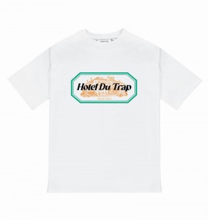 White Trapstar Hotel Du Trap Tee Men's T Shirts | BEHSTW-948