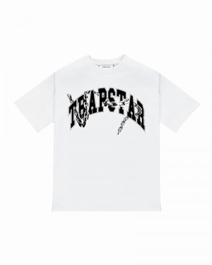 White Trapstar Links Tee Men's T Shirts | KEHCRT-608