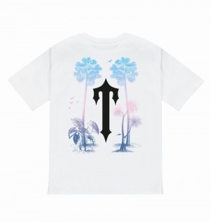 White Trapstar Paradise It’s A Secret Tee Men's T Shirts | ZXMIRP-613