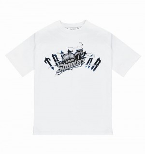 White Trapstar Shooters Breakthrough Tee Men's T Shirts | XTHKVW-560