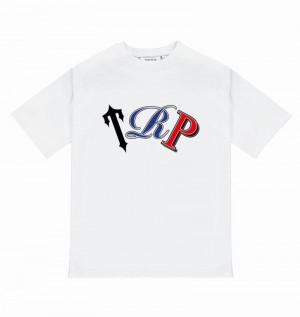 White Trapstar TRP Tee Men's T Shirts | WLSKTH-329