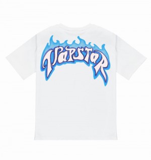 White Trapstar Trail Blaze Tee Men's T Shirts | PWIEHD-081