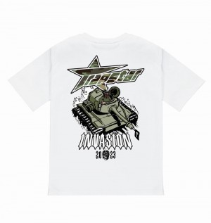 White Trapstar Trap Invasion Tee Men's T Shirts | MITFAW-413