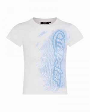 White / Blue Trapstar Hyperdrive Baby Tee Women's T Shirts | FOIBQA-532