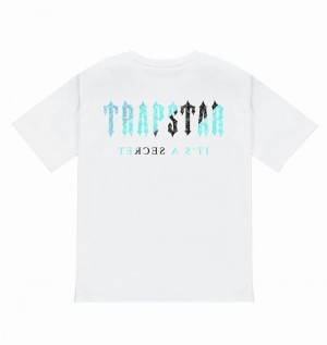 White / Turquoise Trapstar Irongate Paisley Tee Men's T Shirts | LGNQCF-602