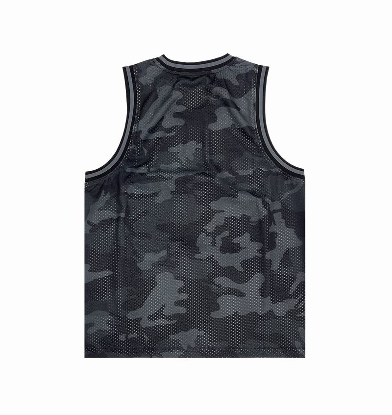 Black Camo Trapstar Shooters SS23 Basketball Vest Men's T Shirts | ACKUFM-421