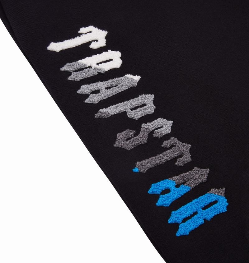 Black Silver Blue Trapstar Chenille Decoded 2.0 Hoodie Men's Tracksuits | KFJDEV-634