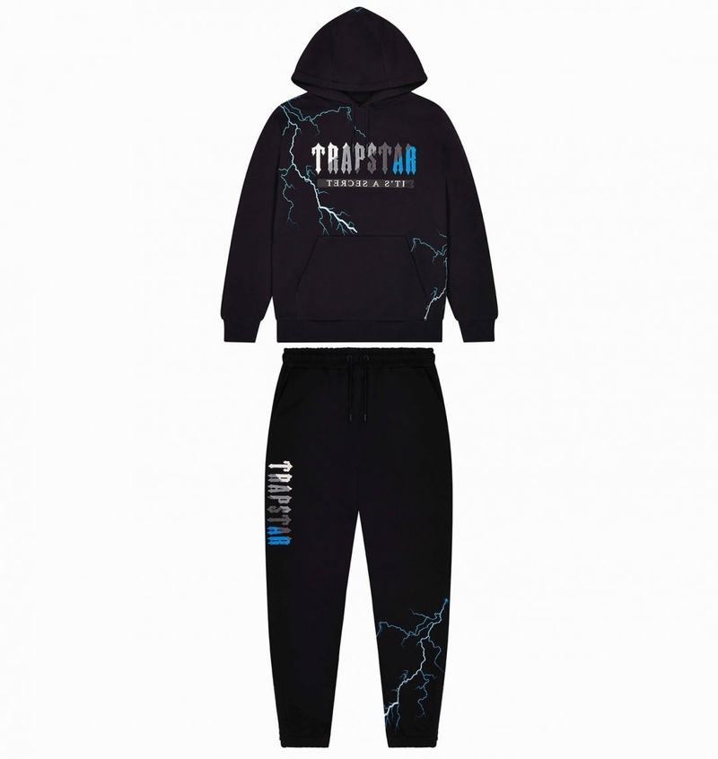 Black Silver Blue Trapstar Chenille Decoded 2.0 Hoodie Men\'s Tracksuits | KFJDEV-634