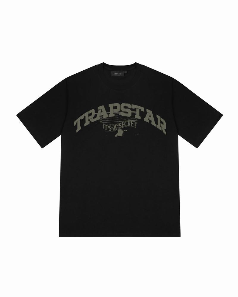 Black Trapstar Battalion Men\'s T Shirts | JQZGWY-704