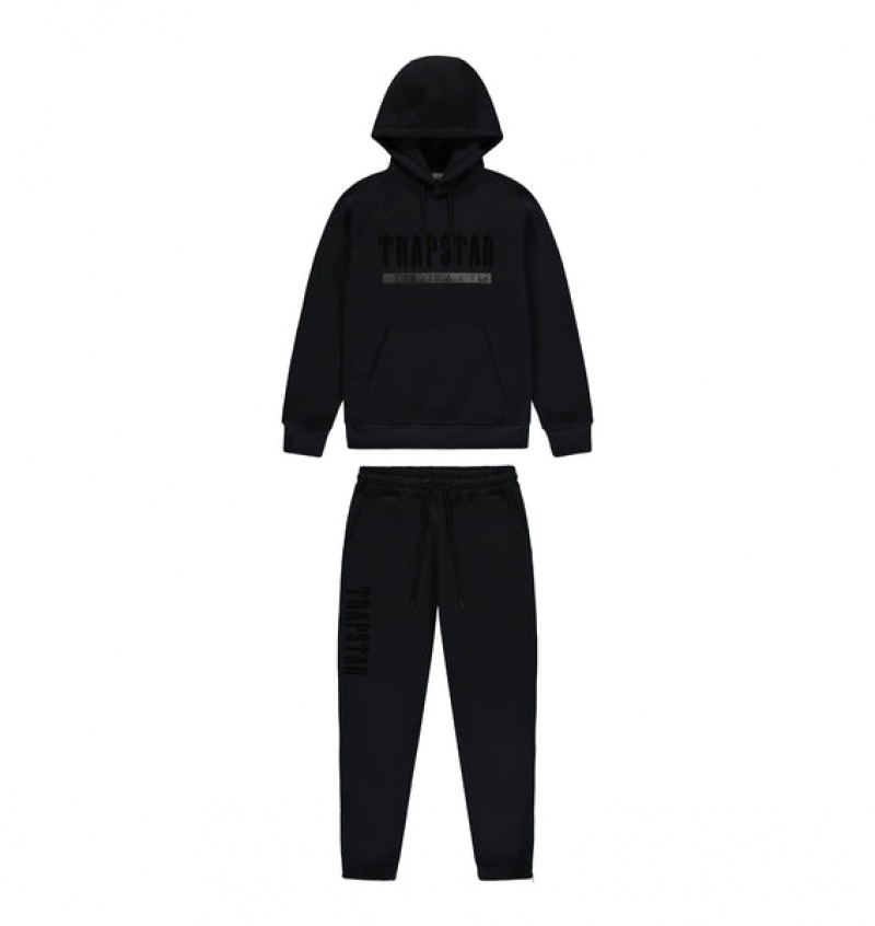 Black Trapstar Chenille Decoded 2.0 Hoodie Men\'s Tracksuits | WRVYAG-467