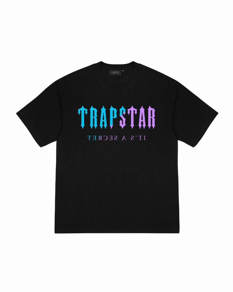 Black Trapstar Decoded Aqua Edition Tee Men\'s T Shirts | KEPJCF-408