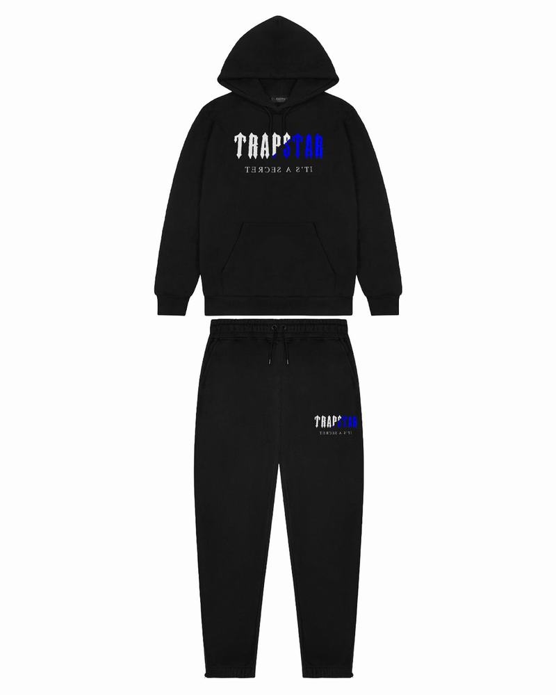 Black Trapstar Decoded Chenille Hooded Men\'s Tracksuits | QRFEXS-761