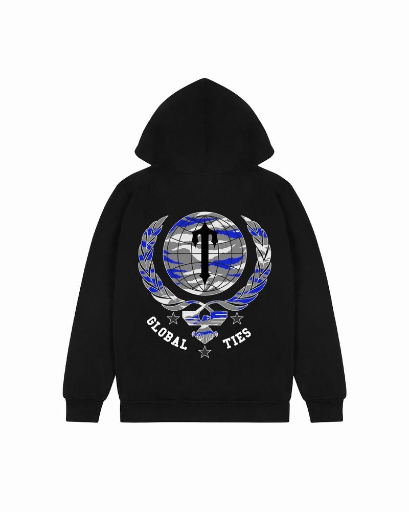 Black Trapstar Global Ties 2.0 Men's Hoodie | EHMLTQ-079