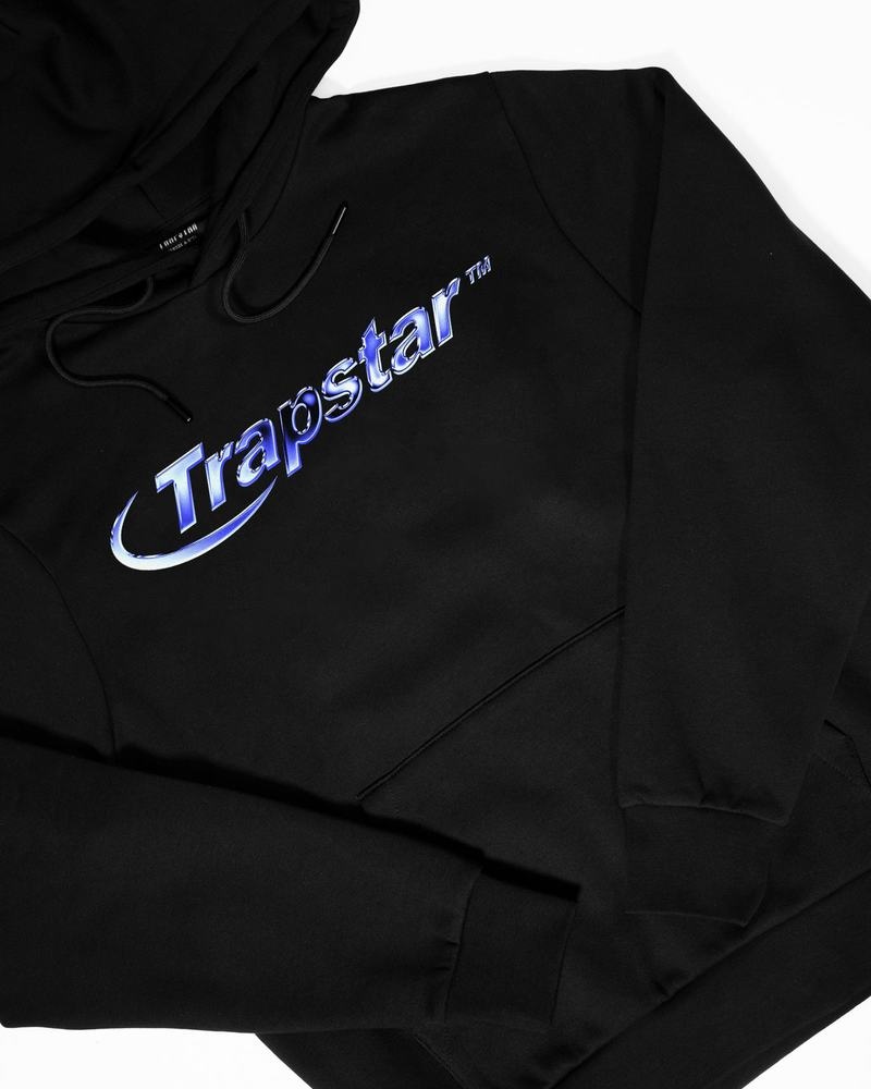 Black Trapstar Hyperdrive Midnight Chrome Hooded Men's Tracksuits | ZMIRJW-281