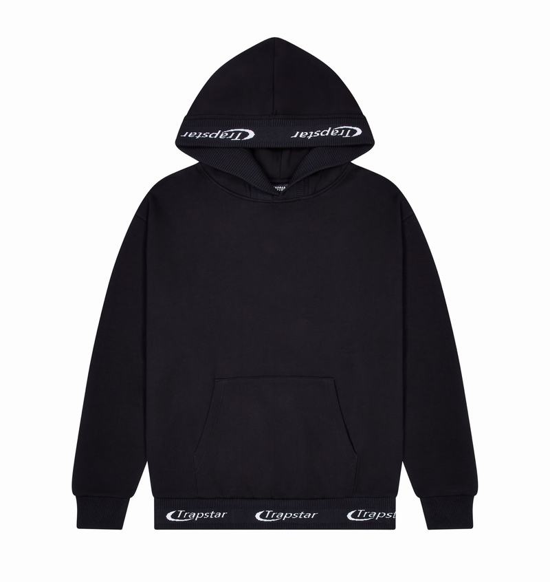 Black Trapstar Hyperdrive Rib Hoodie Men's Tracksuits | QEXKMV-871