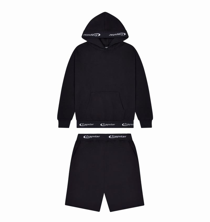 Black Trapstar Hyperdrive Rib Hoodie Men\'s Tracksuits | QEXKMV-871