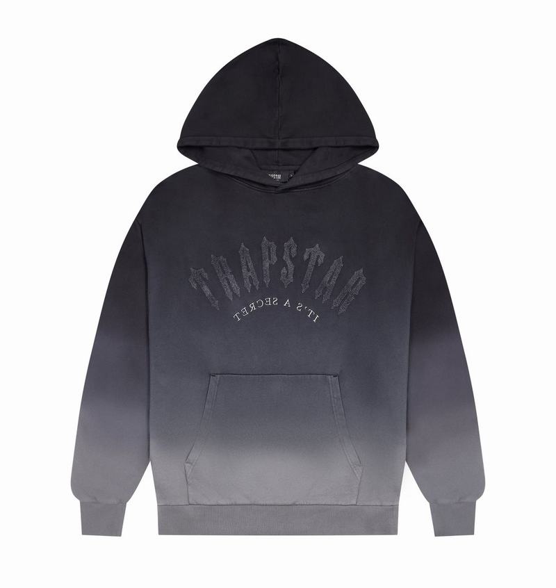 Black Trapstar Irongate Arch Chenille Hoodie Men's Tracksuits | AHWRIY-340