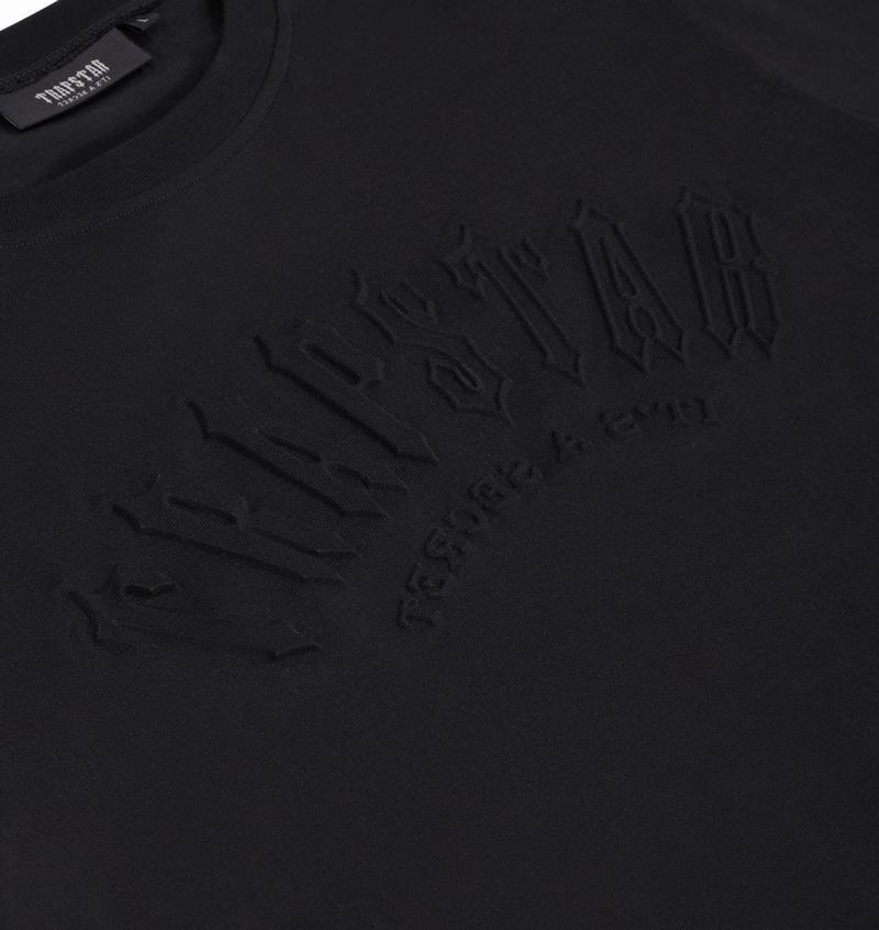 Black Trapstar Irongate Arch Embossed Tee Men's T Shirts | PZEGIR-450