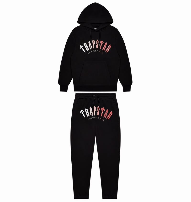 Black Trapstar Irongate Arch It\'s A Secret Hooded Gel Men\'s Tracksuits | MRTUYF-678