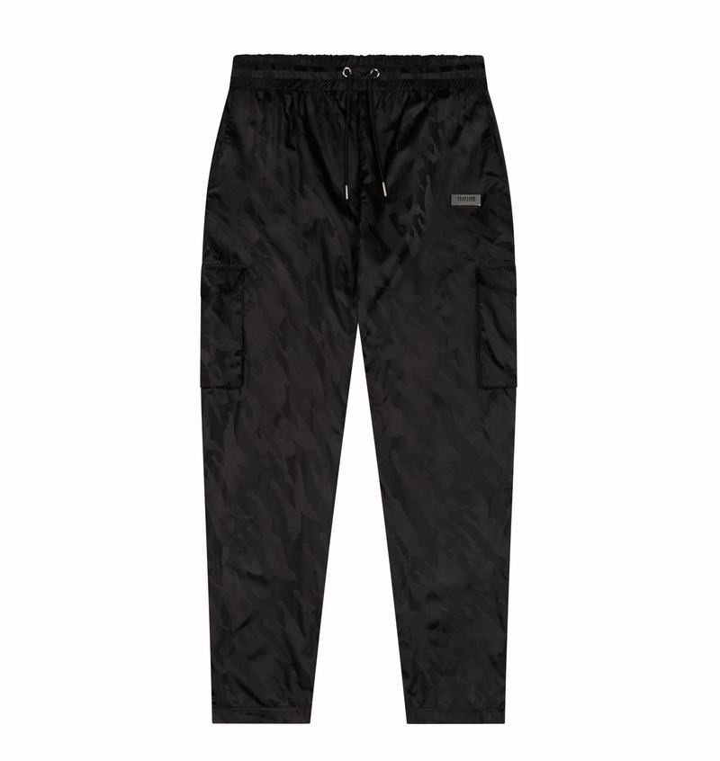 Black Trapstar Irongate T Jacquard Cargos Men's Pants | XUQETW-029