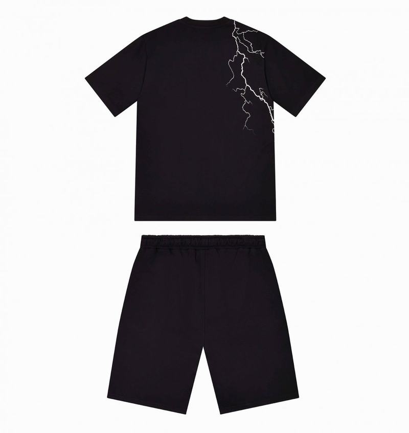 Black Trapstar Irongate T Lightning Shorts Men's Sets | KPBWVO-015