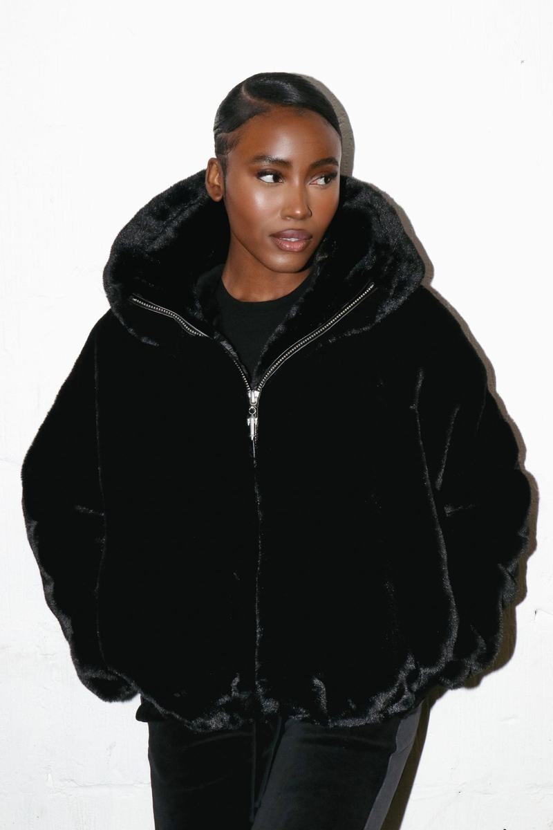 Black Trapstar Irongate T Oversized Fur Coat Women's Jackets | BKHXSV-279