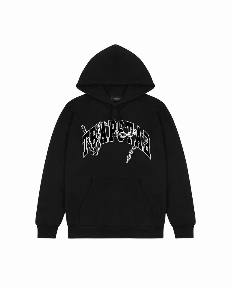 Black Trapstar Links Men\'s Hoodie | QIGPEN-812