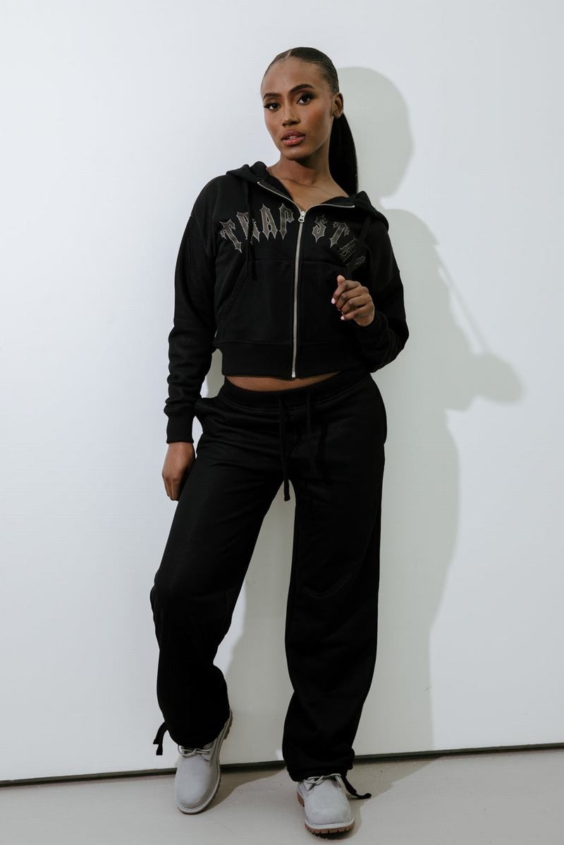 Black Trapstar Mesh Irongate Arch Hoodie Women's Tracksuits | WEGSHF-510