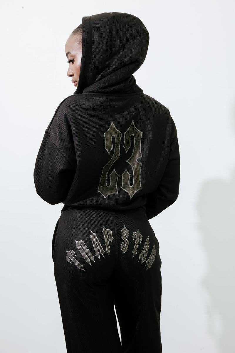 Black Trapstar Mesh Irongate Arch Hoodie Women's Tracksuits | WEGSHF-510