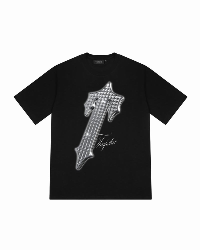 Black Trapstar Platinum Irongate T Tee Men\'s T Shirts | FKJRQN-749