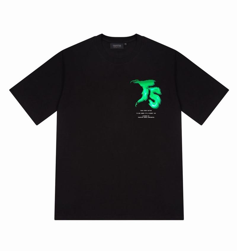 Black Trapstar Press Start Tee Men's T Shirts | RSUPBG-973