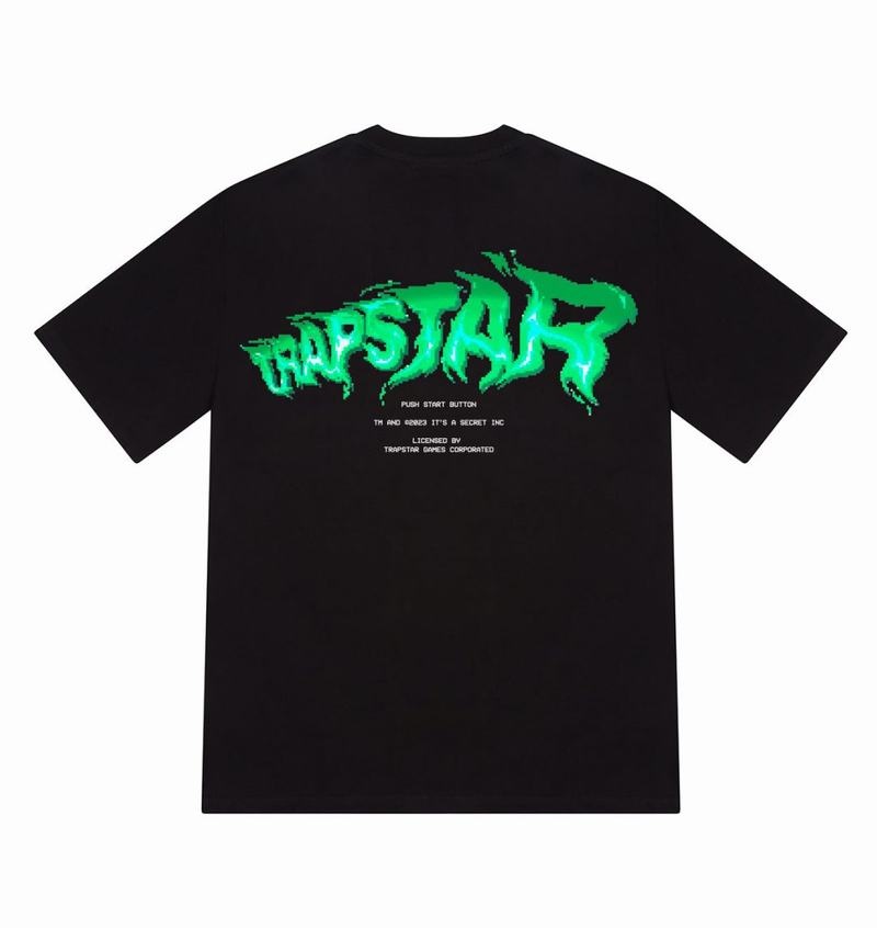 Black Trapstar Press Start Tee Men\'s T Shirts | RSUPBG-973