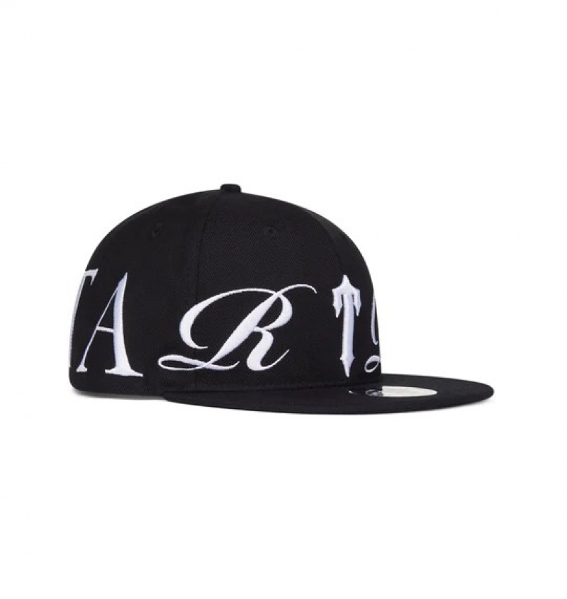 Black Trapstar Script Fitted Men's Caps | HOCYJQ-714