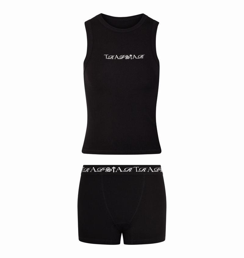 Black Trapstar Script Racer Vest Women's Tops | JOFGMC-518