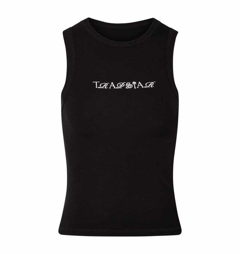 Black Trapstar Script Racer Vest Women\'s Tops | JOFGMC-518