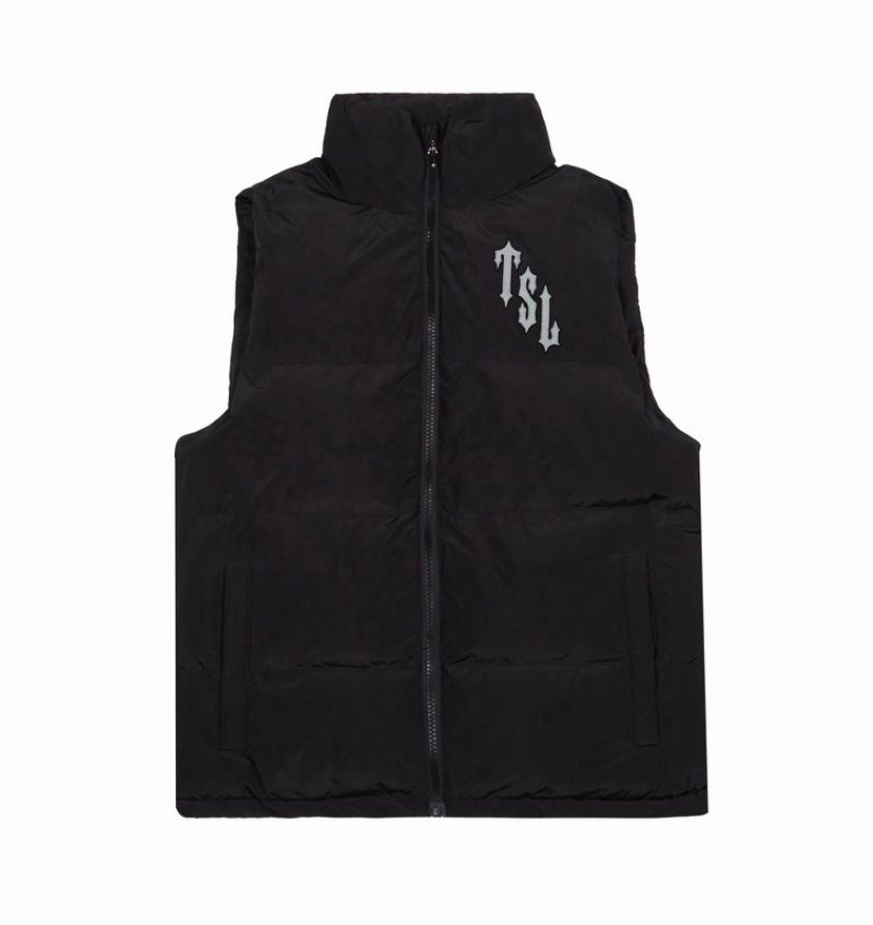 Black Trapstar Shooters Gilet Vest Men's Jackets | LIYEBH-785