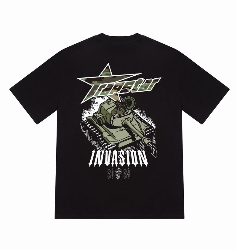 Black Trapstar Trap Invasion Tee Men\'s T Shirts | BFVDET-457