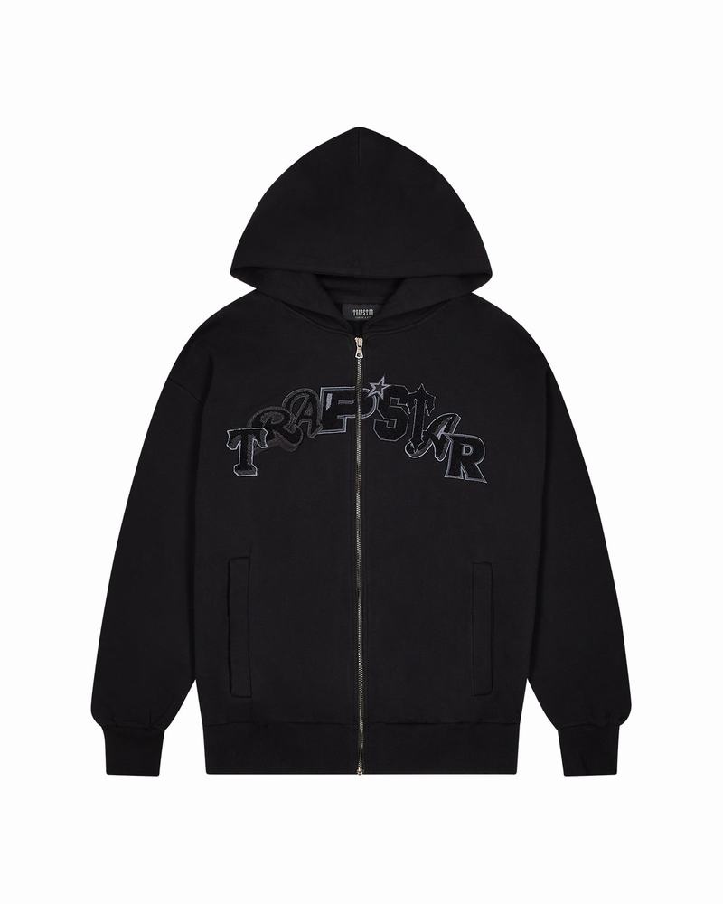 Black Trapstar Wildcard Chenille Zip Hoodie Men\'s Tracksuits | RYSKPQ-682