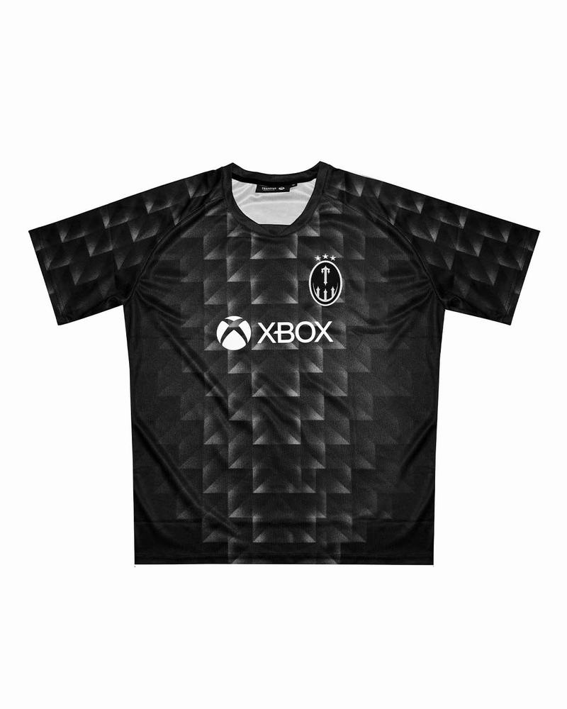 Black Trapstar | Xbox Football Jersey Men\'s T Shirts | FPOQHC-589