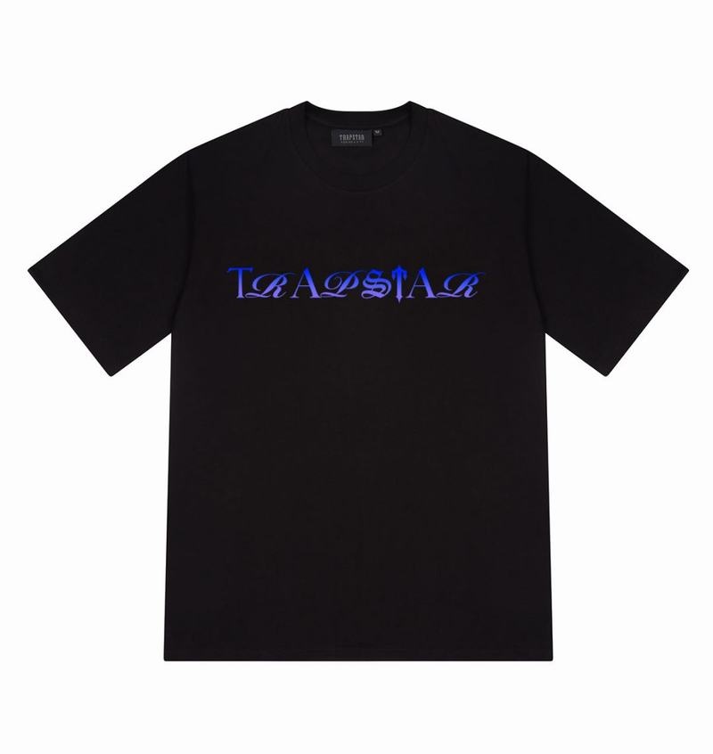 Black / Blue Trapstar Script Fade Tee Men\'s T Shirts | TNSWMA-725