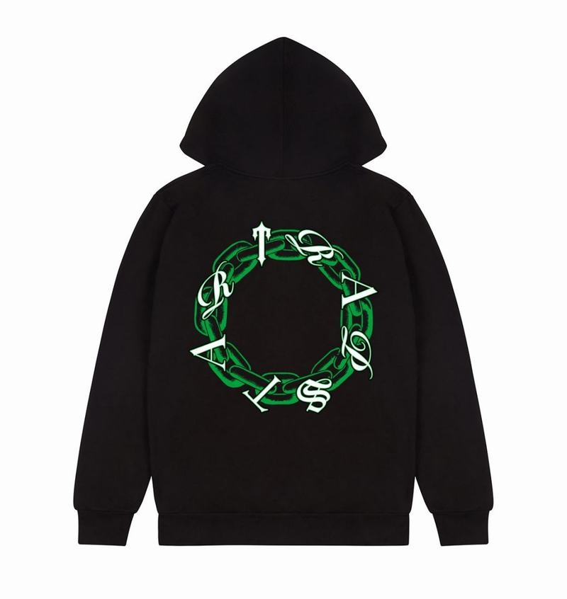 Black / Green Trapstar Chain Script Men\'s Hoodie | LBSIFH-480