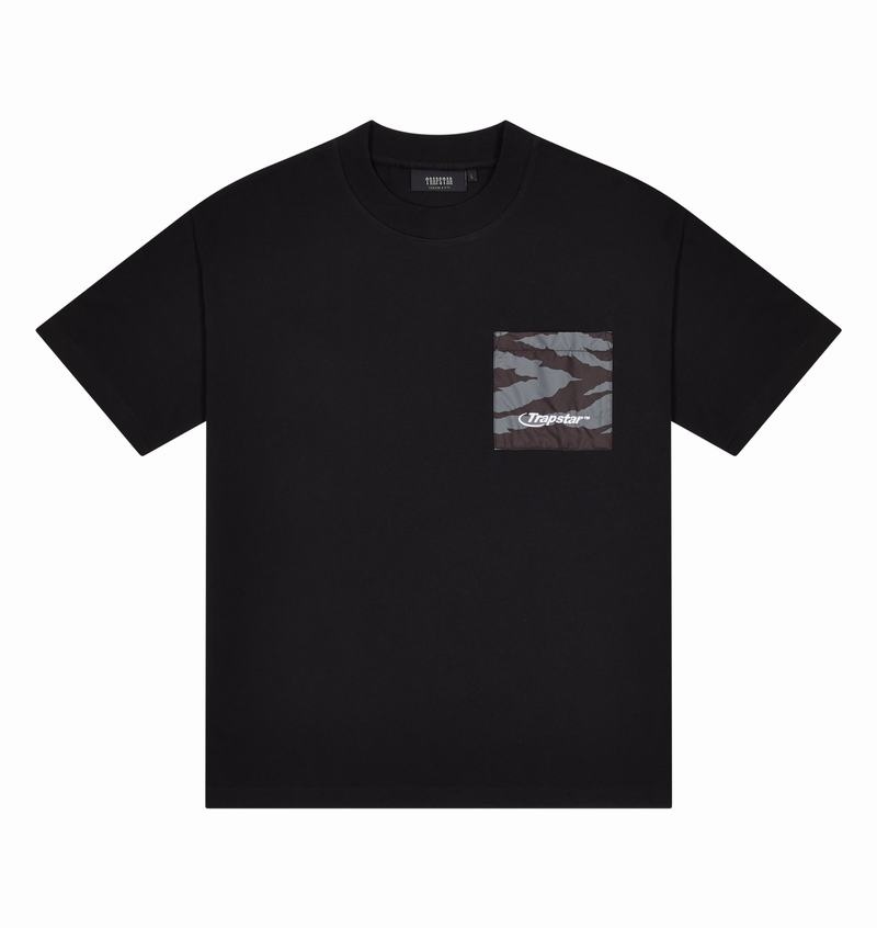 Black / Grey Camo Trapstar Hyperdrive Pocket Tee Men\'s T Shirts | QMNGVT-780