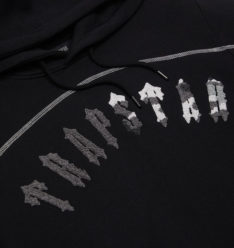 Black / Grey Camo Trapstar Irongate Chenille Arch Hooded Men's Tracksuits | BZMAVY-042